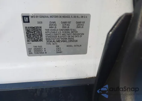 2019 GMC Terrain Sle из США, поврежденный, VIN 3GKALMEV6KL195314